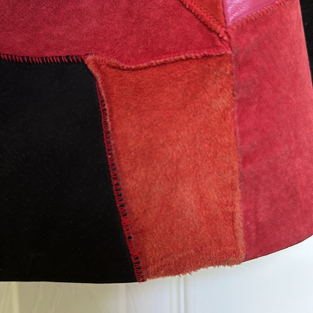 Vintage Leather Geometric Patchwork Jacket - image 6